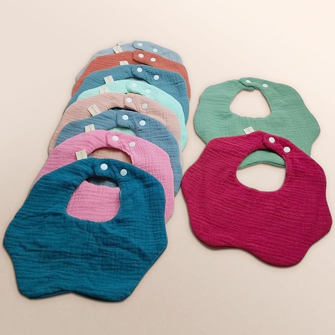 Baby Bibs Muslin Bibs for Baby Girl Boy for Drooling and Teething 10 Pack - Image 6