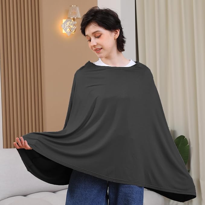 Nursing Cover for Breastfeeding, 360°Full Coverage Nursing Poncho, Rayon Soft & - Image 2