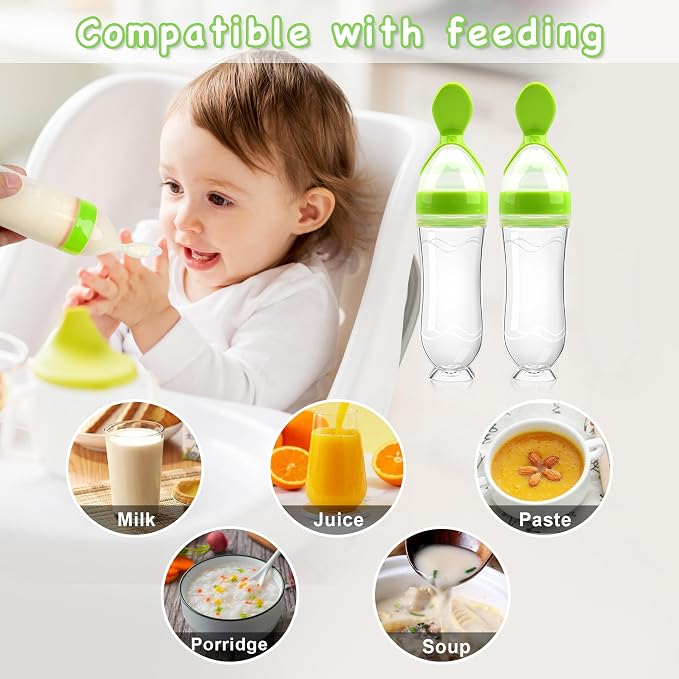 WAJIAYON Baby Food Feeder 4 Pack Silicone Baby Food Dispensing Spoon-3 oz - Image 2