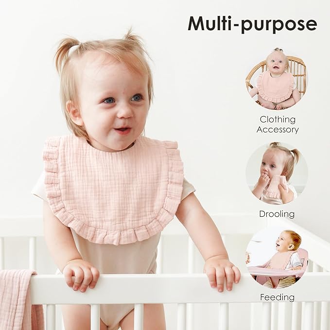 8-Pack Muslin Baby Bandana Drool Bibs - Image 5