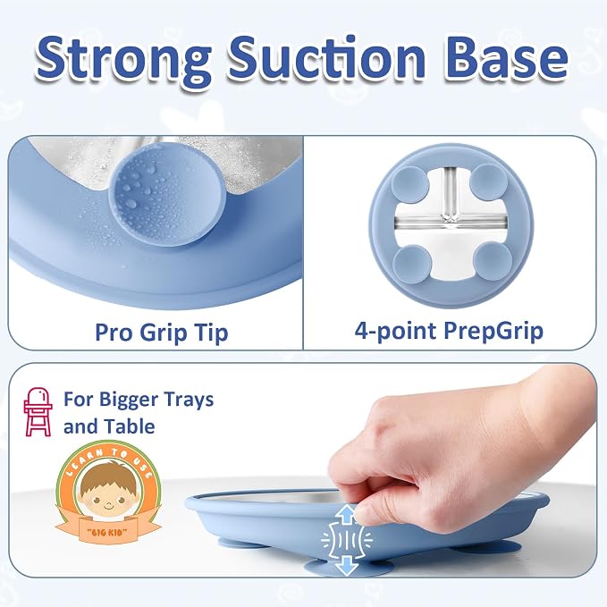Stainless Steel Suction Plates for Toddlers, Non Toxic Non Slip Portion Control - Image 4