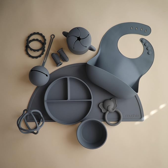 mushie Silicone Baby Bib | Adjustable Fit Waterproof Bibs - Image 3
