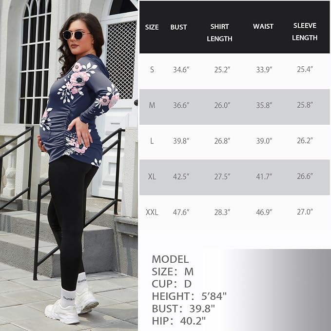 GINKANA Maternity Hoodie Long Sleeves Shirts Casual Maternity Top Pregnancy - Image 7