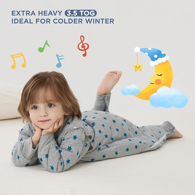 Duomiaomiao 3.5 TOG Toddler Sleep Sack 3-4T 100% Cotton Winter Side Open Zipper - Image 2