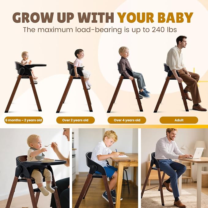 Convertible High Chairs for Babies & Toddlers. 5-in-1 Adjustable High Chair - Image 3