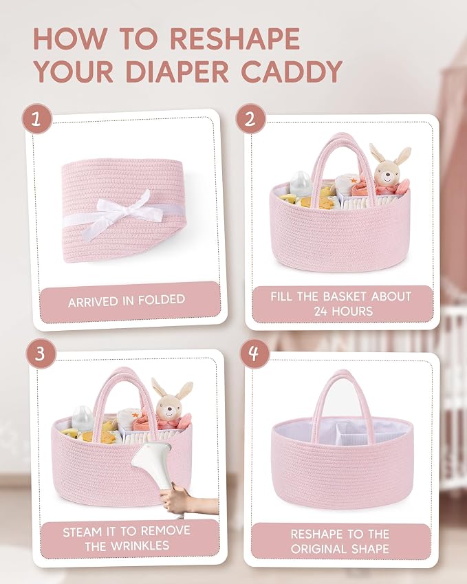 Maliton Baby Diaper Caddy Organizer, Cotton Rope Diaper Caddy Basket, Large - Image 8