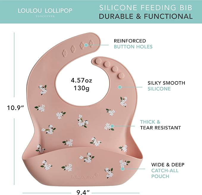 Loulou Lollipop Soft, Waterproof Silicone Feeding Bib - Image 2