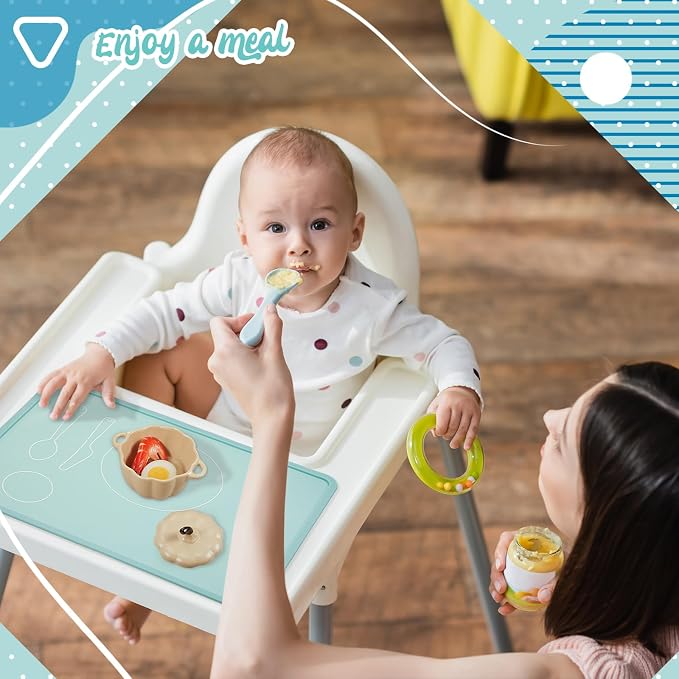 Zhehao 4 Pcs Montessori Kids Placemat 16 x 12'' Non Slip Baby Silicone Placemats - Image 4