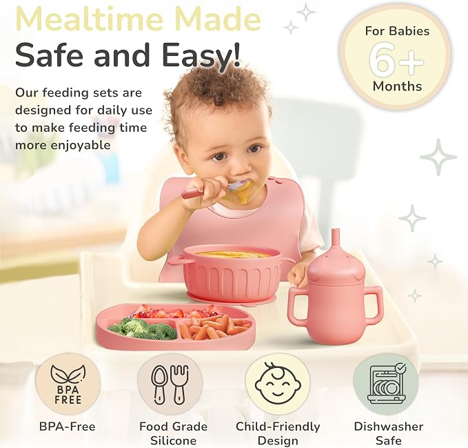 mimi & kiki BPA-Free Silicone Baby Feeding Set, Baby Plates and Bowls Set - Image 4