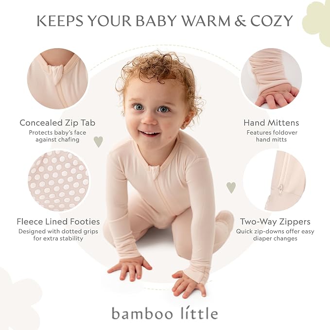 Bamboo Little Soft Baby Footie Pajamas, Baby Clothes, Newborn Sleepers - Image 2