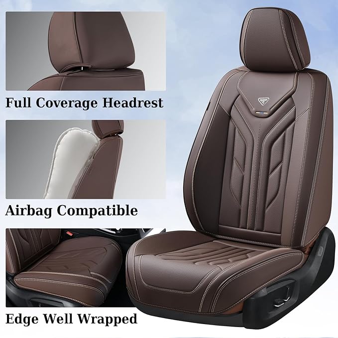 Coverado Car Seat Covers Full Set, Car Seat Protectors Leather Seat Covers - Image 4