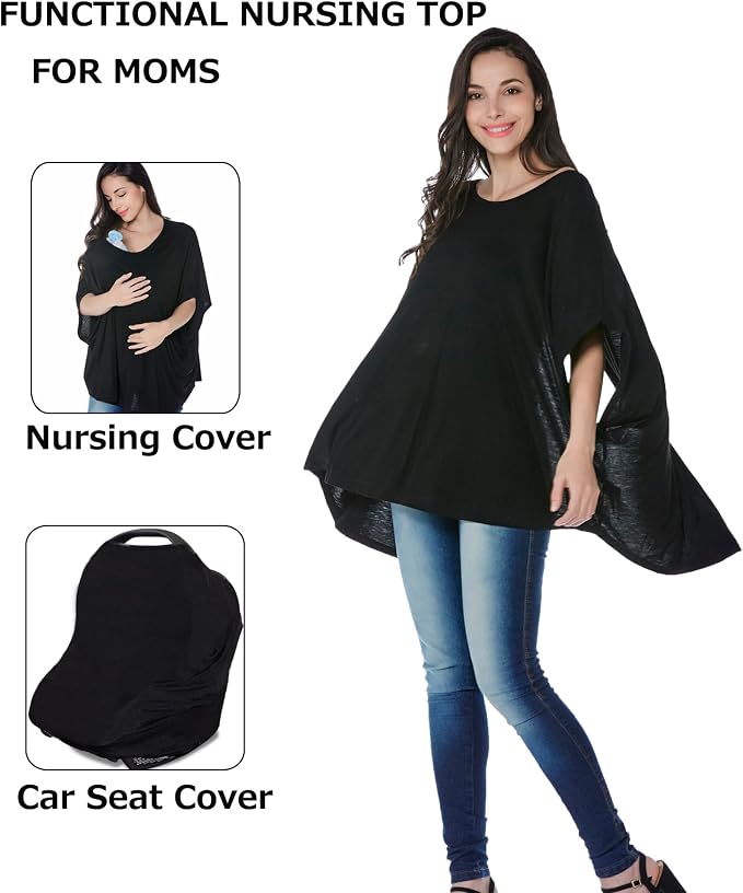 Smallshow Women's Nursing Top Maternity Poncho - Image 4