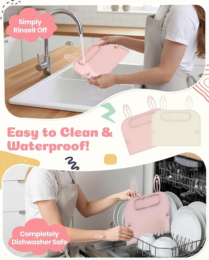 2Pack Silicone Placemats for Baby&Kid, Stain-Proof Non-Slip Baby Place Mat for - Image 7