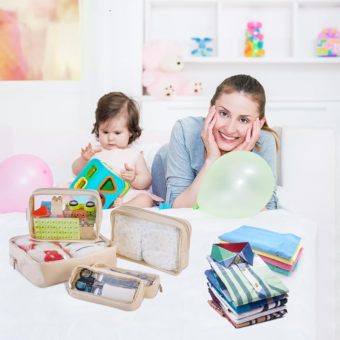 TSA Approved 5-Piece Diaper Bag Organizer Pouch Set Clear Waterproof TPU Kids - Image 7