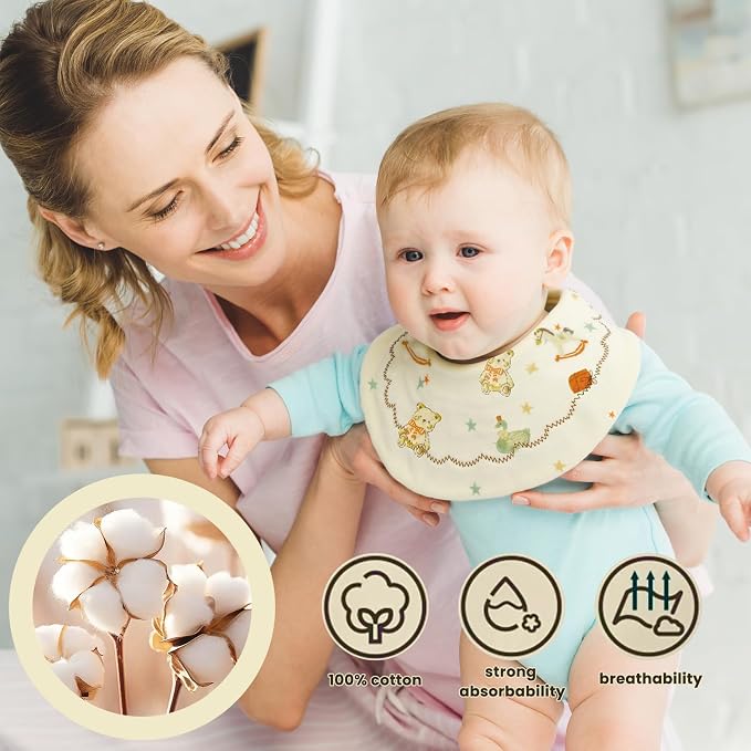 EllieHouse Baby Bibs for Girls Boys 10Pack Muslin Drool Teeth Drooling Teething - Image 5