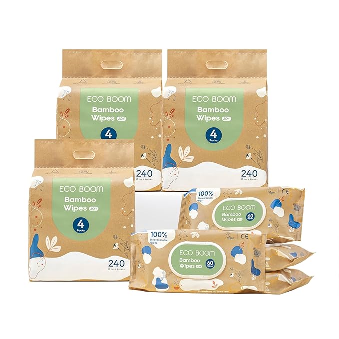 ECO BOOM Bamboo Baby Wipes | natural | 100% Plant-Based & fragrance free | by ECOBOOM