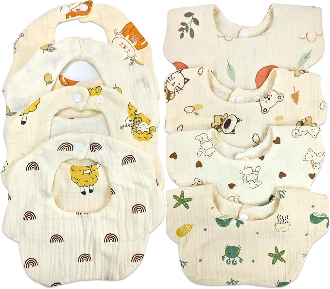 Muslin Baby Bibs for Drooling and Teething Newborn Drool Bibs for Baby Girl Boy by DOSMINE