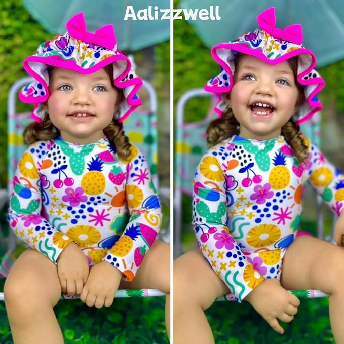 Aalizzwell Baby Girls Long Sleeve One Piece Swimsuit - Image 3