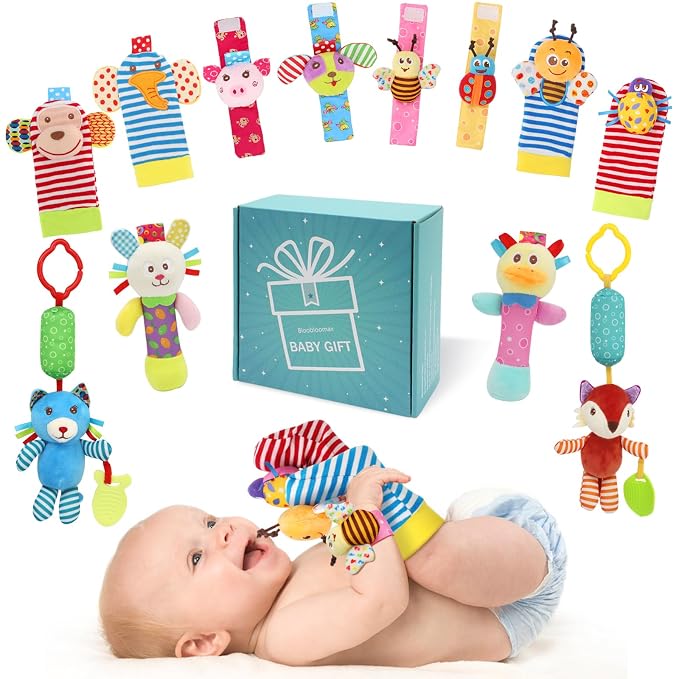 Baby Hanging Rattle, Wrist Rattles Foot Finder Rattle Sock, Hand and Feet by BLOOBLOOMAX