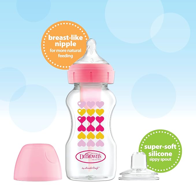 Dr. Brown's Anti-Colic Options+ Wide-Neck Sippy Bottle Starter Kit, - Image 5