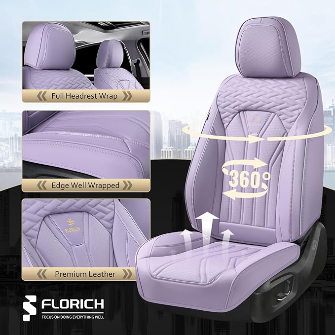 FLORICH Car Seat Covers, Leather Front Seat Cover, Automotive Seat Cover 2 Pack - Image 3