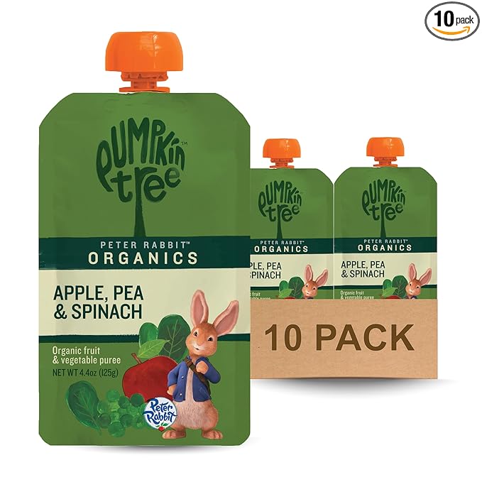 Pumpkin Tree Peter Rabbit Organics, Spinach and Apple Puree, 4.4-Ounce Pouches by PumpkinTree