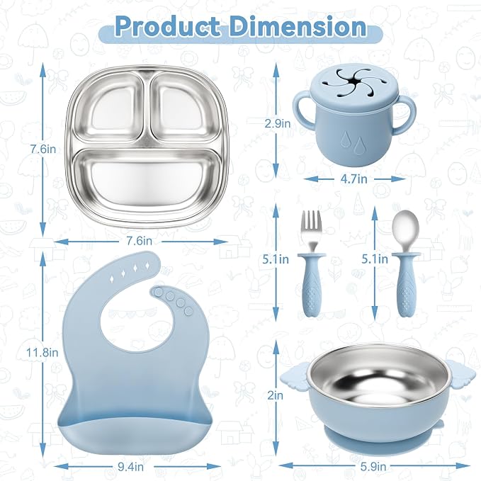 Stainless Steel Kids Plates and Bowls Set - Image 2