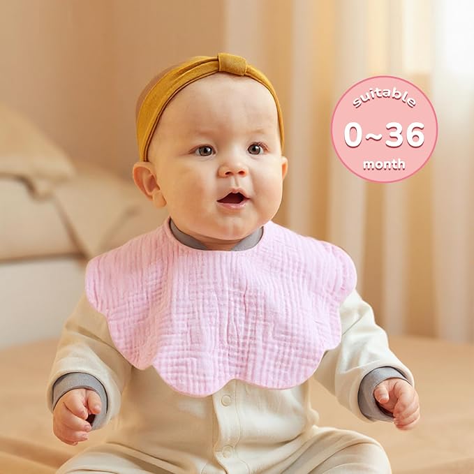 EllieHouse Baby Bibs for Girls Boys 8 Pack Muslin Drool Teeth Drooling Teething - Image 2