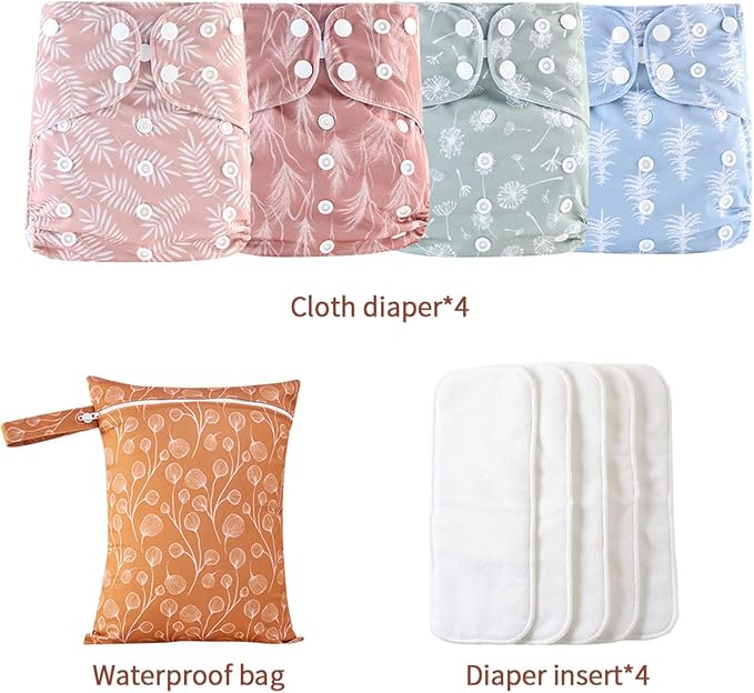 HappyFlute 9 Sets Newborn Baby Cloth Pocket Diapers One Size Adjustable Reusable - Image 2