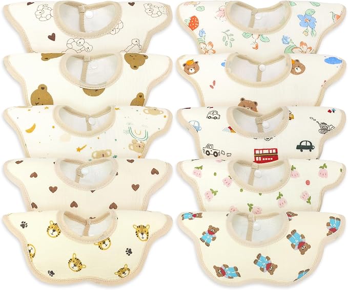 EllieHouse Baby Bibs for Girls Boys 10Pack Muslin Drool Teeth Drooling Teething by EllieHouseVIPBrandExclusive