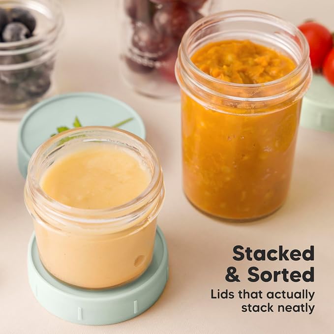 KeaBabies 4pk 8oz & 4pk 4oz Glass Baby Food Containers - Image 7