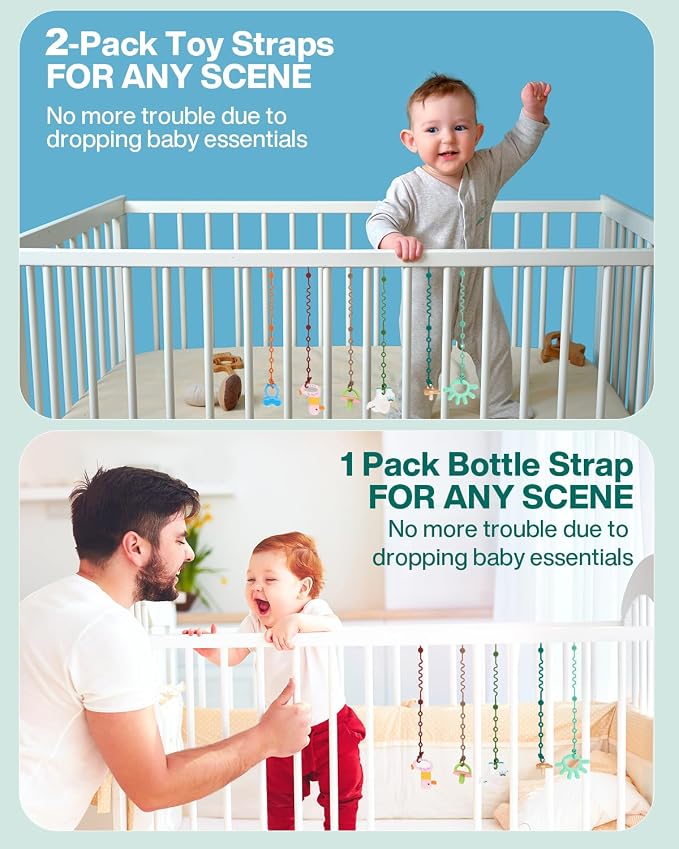 Toy Straps for Baby, Adjustable Toy Holder for Stroller Accessories, Silicone - Image 5