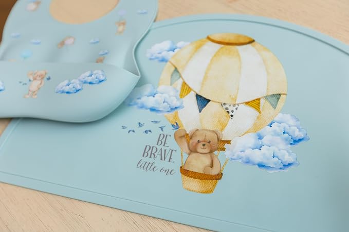 Silicone Baby Bib and Mat | Boys Girls Babies & Toddlers | Waterproof, - Image 2