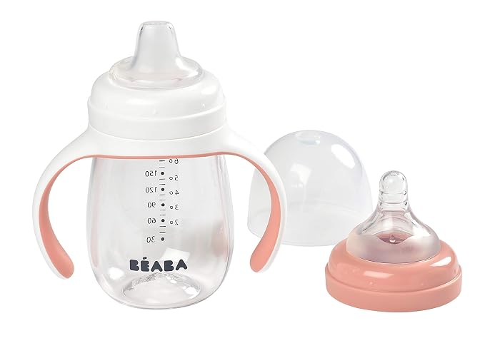 BEABA 2-in-1 Baby Bottle to Transition Sippy Cup, No Spill Sippy Cup, Includes - Image 2