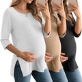 3 Pack Women's 3/4 Sleeve Maternity Shirts Elbow Length Clothes Round Neck by Baggyfly