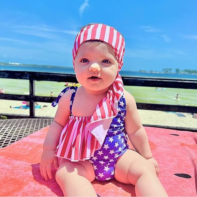 Toddler Baby Girls Ruffles Bikini One Piece Swimsuits Floral Off Shoulder - Image 2