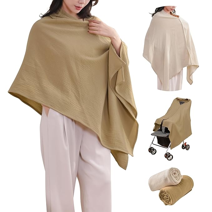 2-Pack Nursing Covers for Breastfeeding, 100% Organic Cotton Muslin by TADOMUSLIN