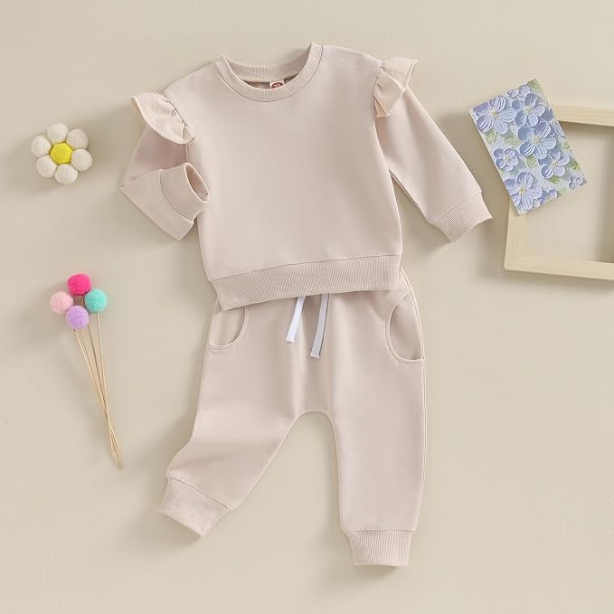 Fernvia Toddler Baby Girl Clothes 3 6 9 12 18 24 Months Fall Outfits Solid Long - Image 2