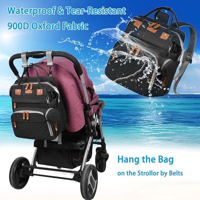 Jeryswet Baby Diaper Bags with Changing Station, Waterproof Large Capacity - Image 4
