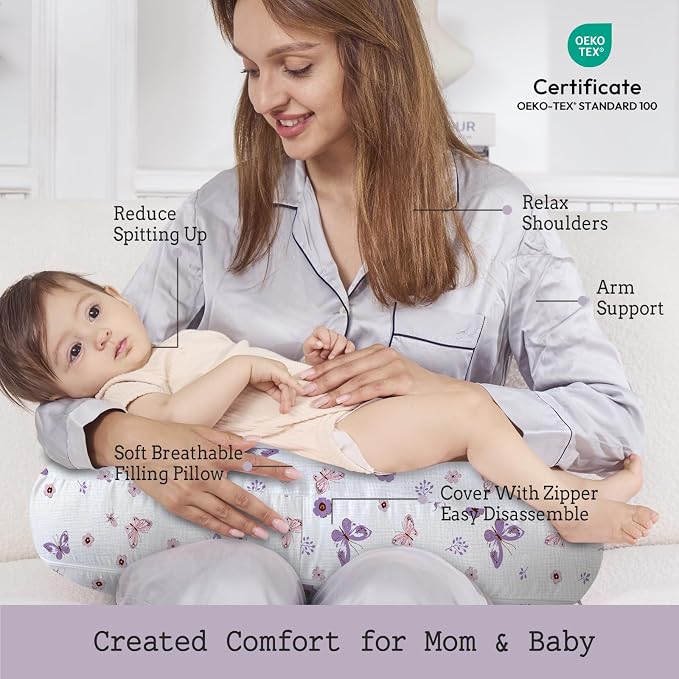 Little Grape Land Nursing Pillow, Soft 100% Cotton Breastfeeding Pillow - Image 2