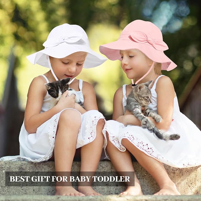Baby Girl Sun Hat with UPF 50+ Outdoor Adjustable Beach Hat with Wide Brim - Image 6