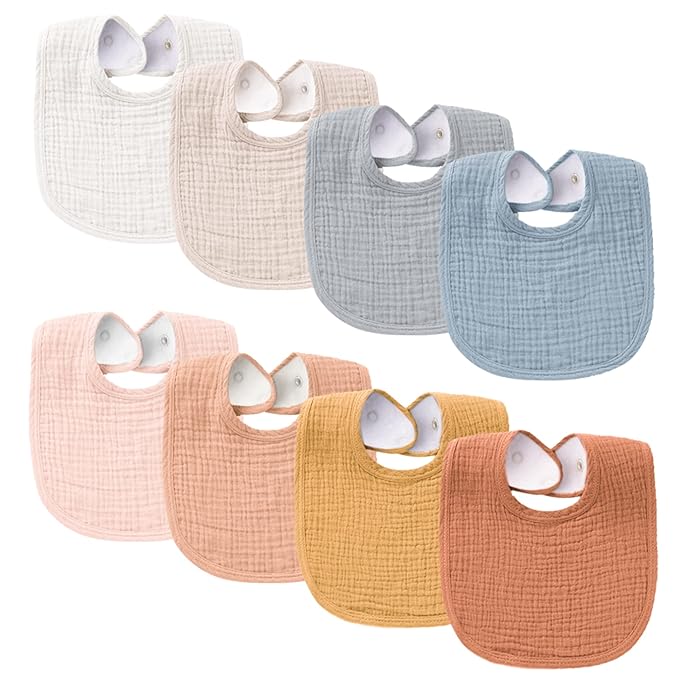 Konssy Muslin Baby Bibs 8 Pack Baby Bandana Drool Bibs Cotton by Konssy