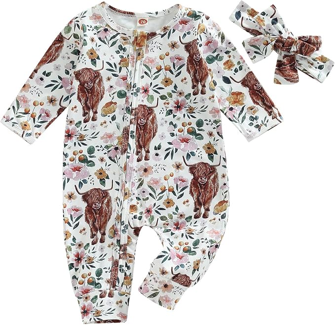 CIYCUIT Baby Girls Cactus Footies Newborn Zip Up Onesie Romper by CIYCUIT
