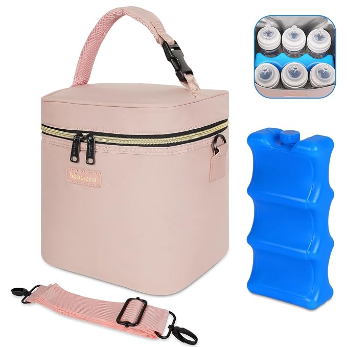 Mancro Breastmilk Cooler Bag Fits 6 Bottles Up to 9 Ounce, Insulated Baby by Mancro