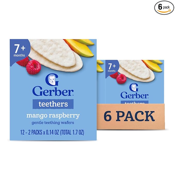 Gerber Snacks for Baby Teethers, Gentle Teething Wafers, Mango Raspberry by Gerber