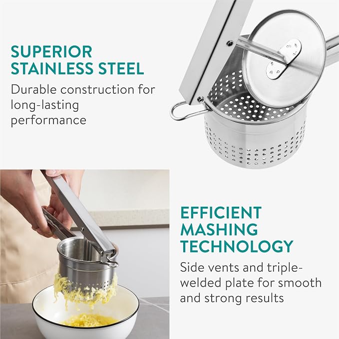 Navaris Stainless Steel Potato Ricer - Image 3