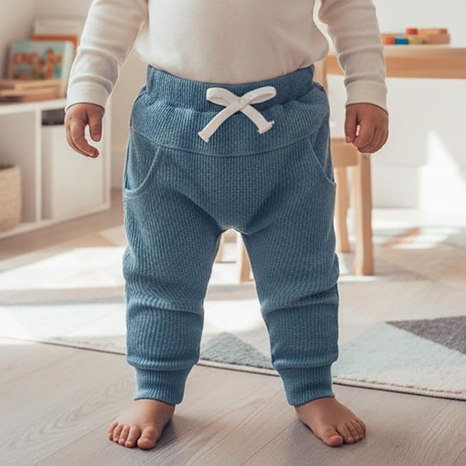 Sejardin Toddler Baby Boy Girl Pants 3 Pack Solid Color Elastic Waist Jogger - Image 3