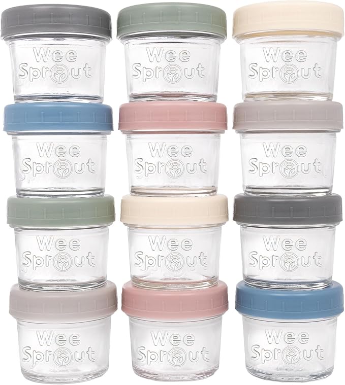 WeeSprout Glass Baby Food Storage Jars w/Lids Snack, Reusable Small Containers by WeeSprout