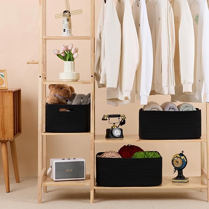 Large Storage Baskets for Organizing, Closet Shelf Baskets for Clothes Blanket - Image 3