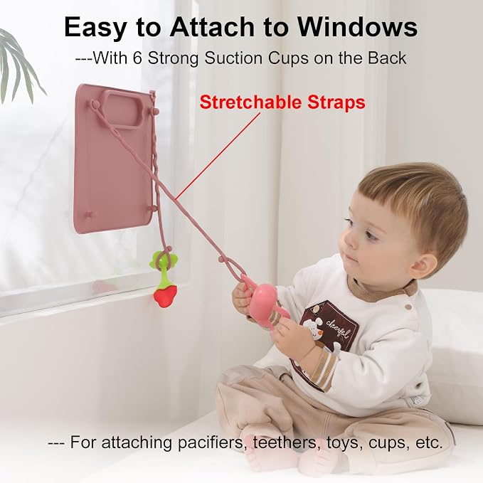 2 Pack Baby Silicone Mat, with Suction Base and 8 Stretchable Straps, Seposeve - Image 3